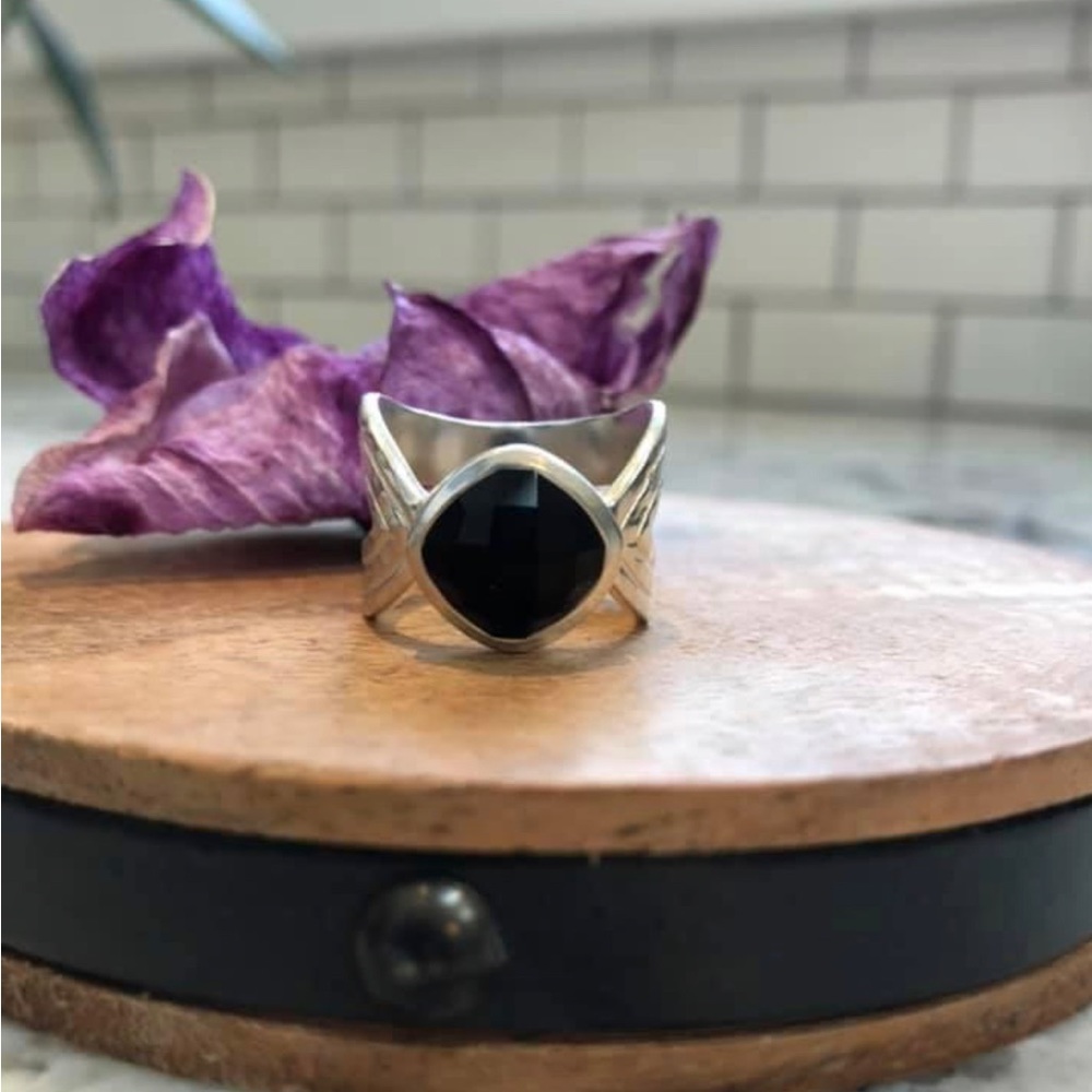 Opulenza Black Chalcedony Ring